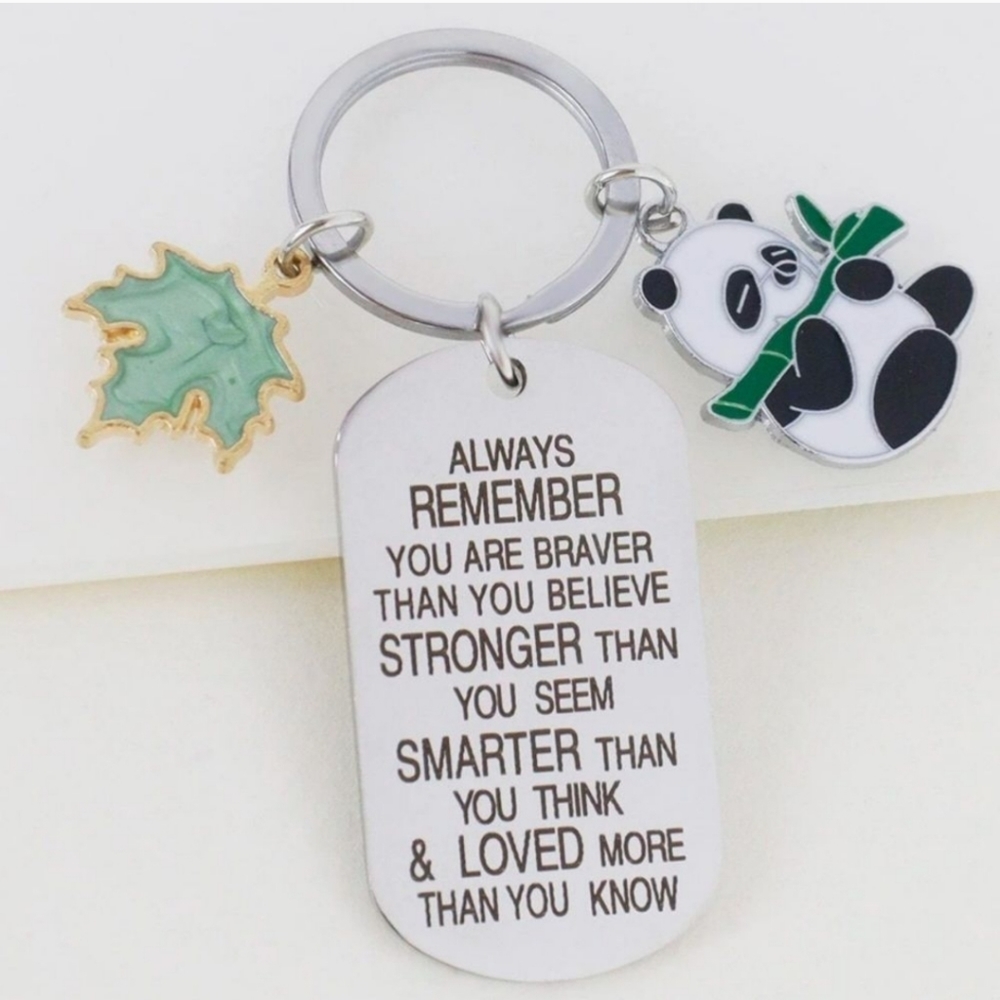 NEW! Panda 🐼 "You Are Braver" Affirmation Enamel Keychain/ Bag 🎒 👜 Charm